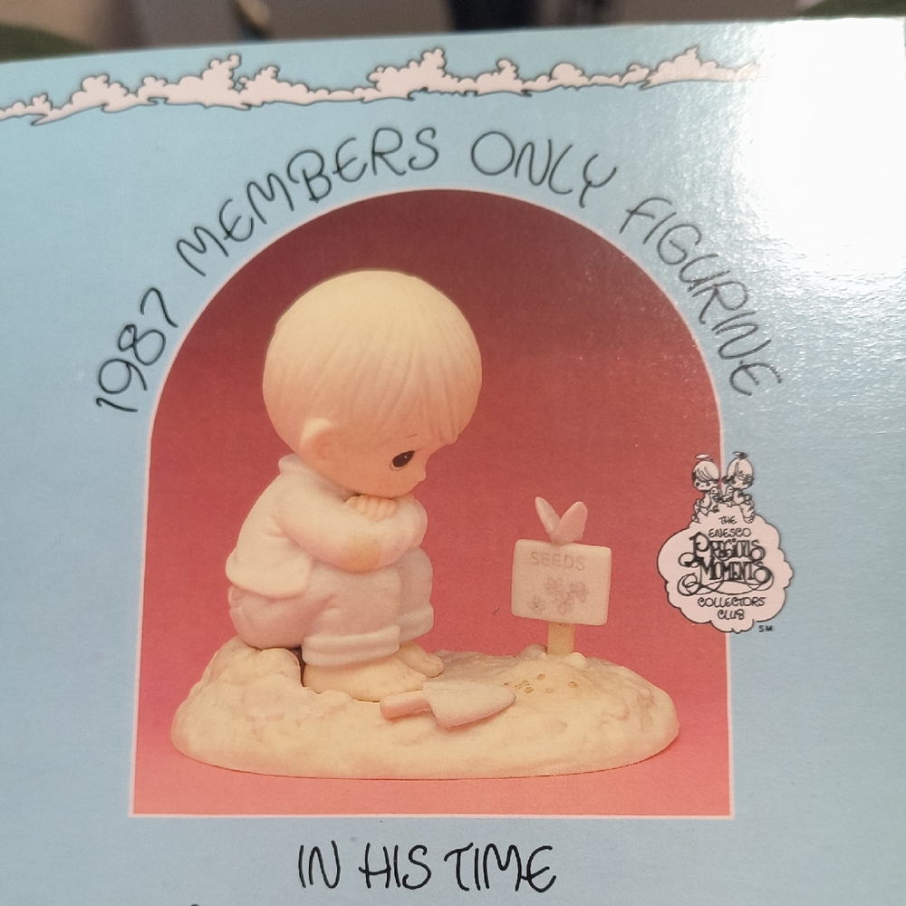 1987 Members Only Precious Moments Cream Figurine with Sign